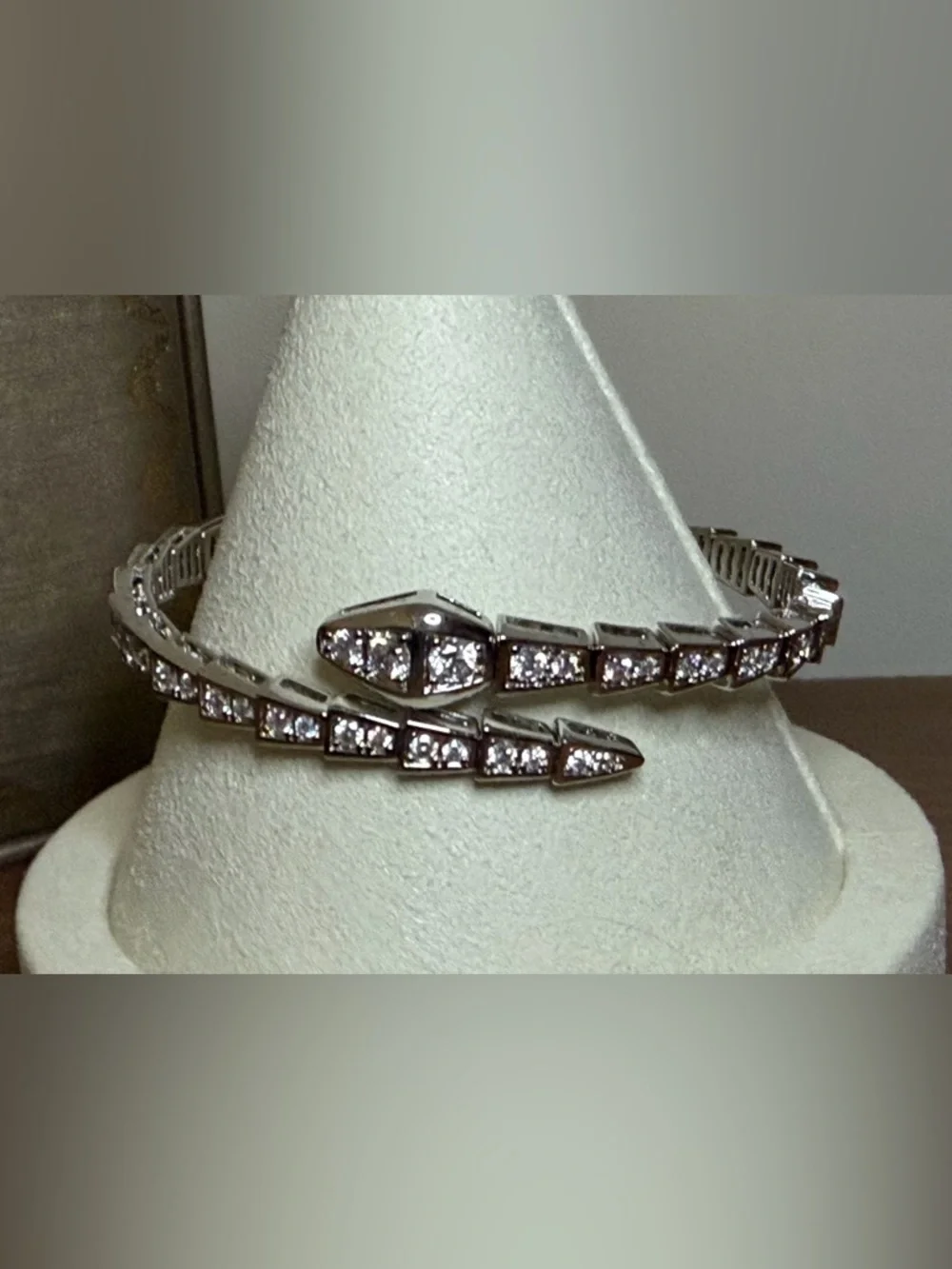 White Gold Serpenti Diamond Coil Bracelet - Silver - Picture 5 of 8